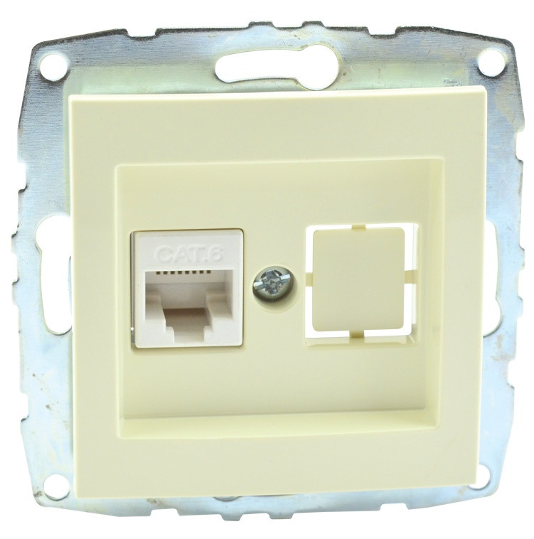 Комп'ютерна розетка RJ45 CAT 6 Mono Electric DESPINA крем, фото 1