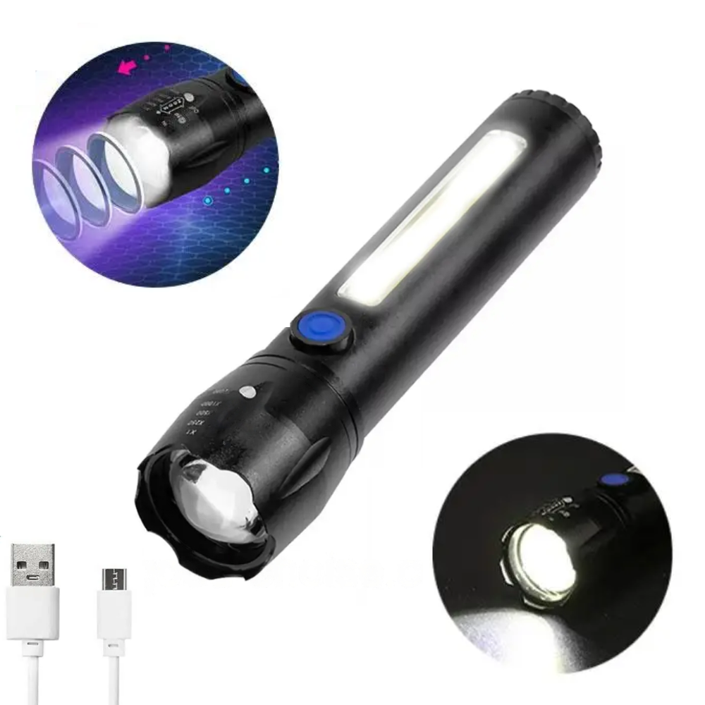 Водонепроникний міцний ліхтар 2в1 BL-C62, USB / Яскрава лампа з бічною панеллю, фото 1