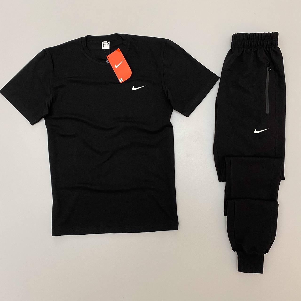 Чоловічий спортивний костюм літній Nike Футболка + Штани чорний ⁇ Комплект Найк на літо