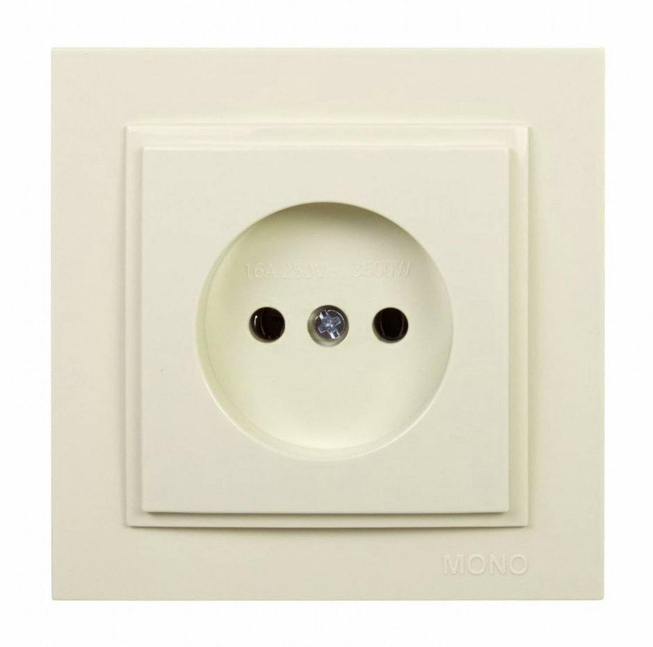 Розетка без заземлення кремова Mono Electric DESPINA, фото 1