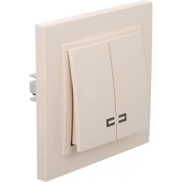 Вимикач двоклавішний з підсвіткою крем Mono Electric DESPINA, фото 1