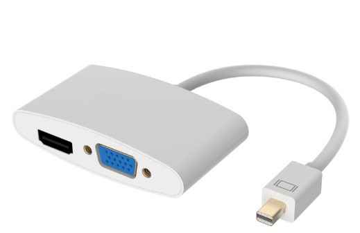 Конвертер mini Display Port (папа) на HDMI/VGA(мама) 30cm, Silver, 4K/2K, Пакет