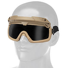 Окуляри під шолом FAST затемнена лінза, Tan (для Airsoft, Страйкбол), фото 2
