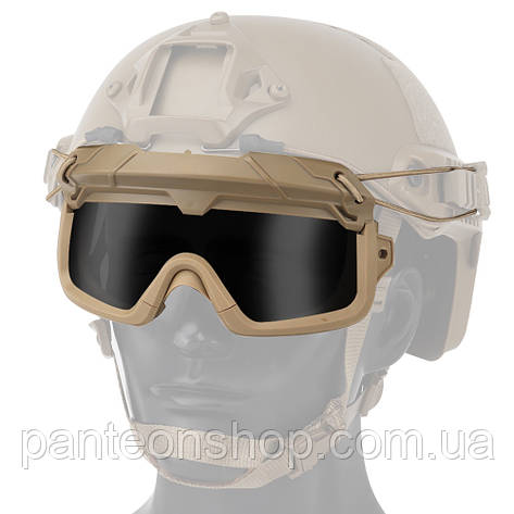 Окуляри під шолом FAST затемнена лінза, Tan (для Airsoft, Страйкбол), фото 1