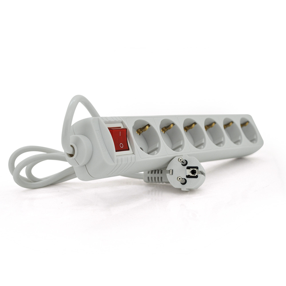 Мережевий подовжувач EUROPOWER EPW615 220В, 6 розеток, 1,5 м, перетин 3х0,75мм, білий, пакет Q50, фото 1