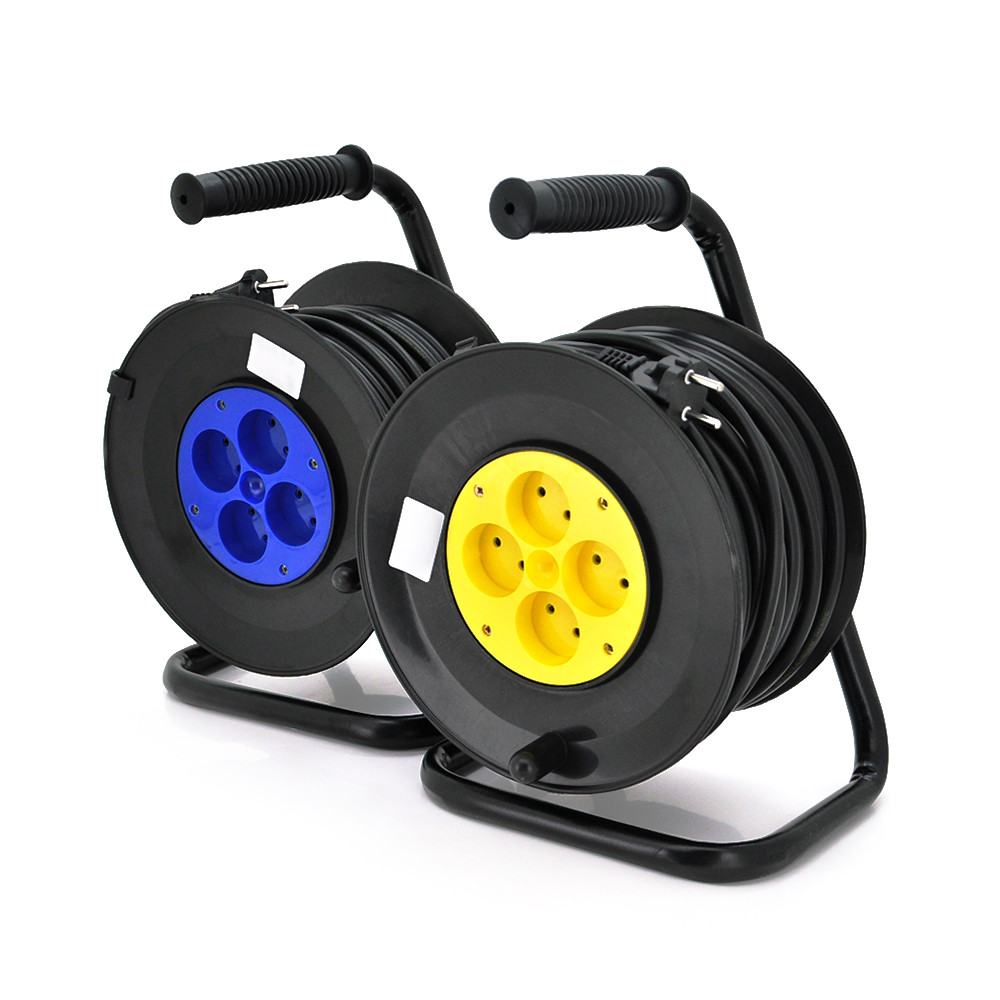 Подовжувач на котушці 20м (ПВС 2*2,5), 4 гнізда без заземлювального контакту, контактна група - латунь, ГОСТ, фото 1