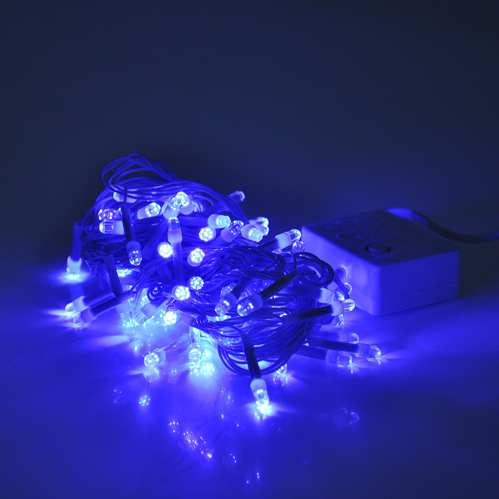Гірлянди 100LED (Шестигранник) Blue, 8 режимів, 5 метрів, біла ізоляція, BOX