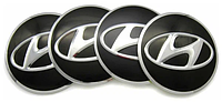Наклейка емблема на колесный колпак или диск d 60 мм Hyundai черная (4шт)