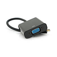 Конвертер micro HDMI (тато) на VGA (мама) 30cm, Black, 4K/2K, Пакет
