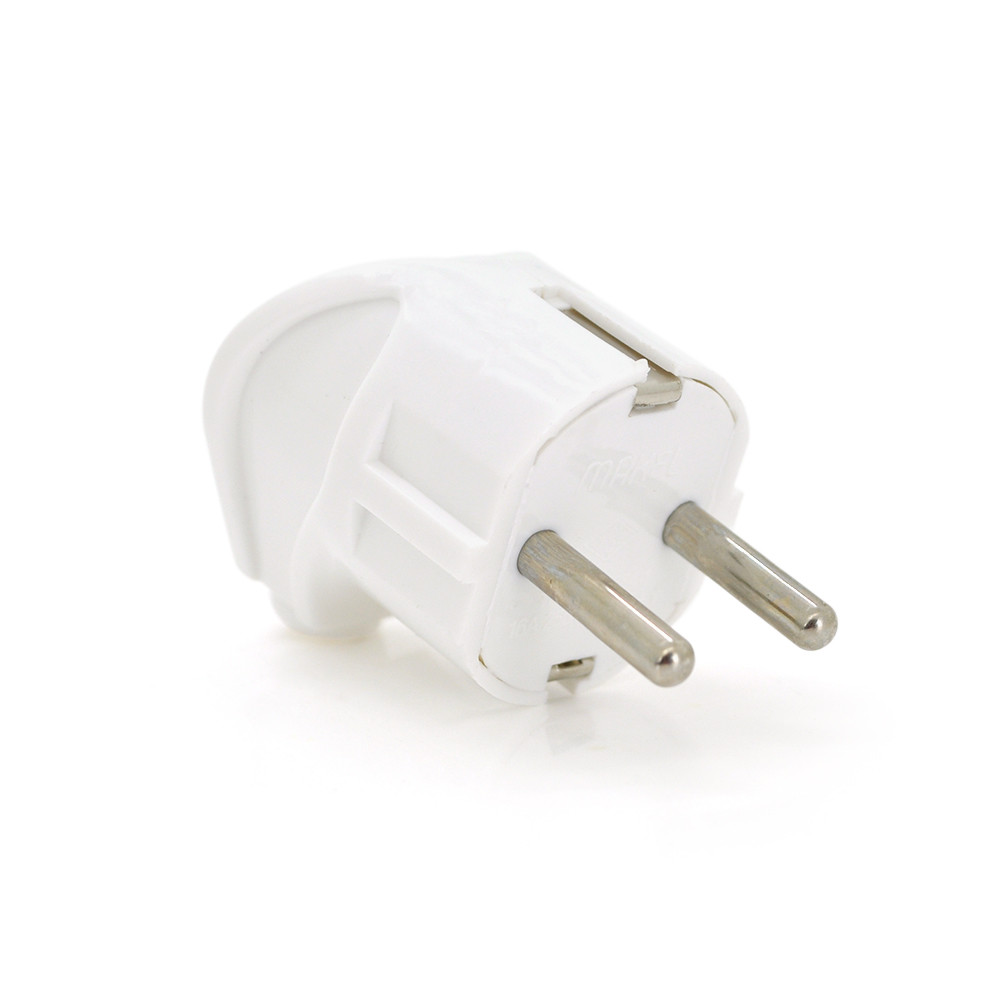 Вилка з заземленням кутова, 16A 250V, A713, White, фото 1