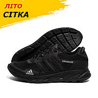 Летние мужские кроссовки сетка Adidas (Адидас) черные повседневные на лето *А30 сіра сіт.*