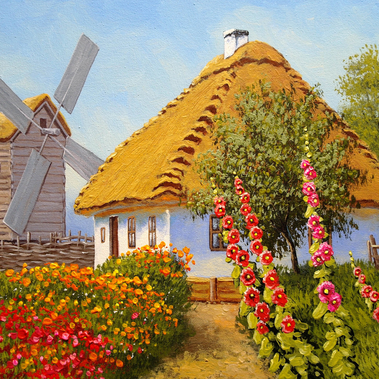 Алмазна мозаїка Квітне село 40*40см на підрамнику Santi (954319)