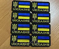 №112 Шеврон герб "UKRAINE" чорний фон 9*6 см