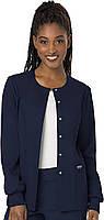 5X-Large Navy Snap Front Scrub Jackets for Women, Workwear Revolution Soft Stretch WW310