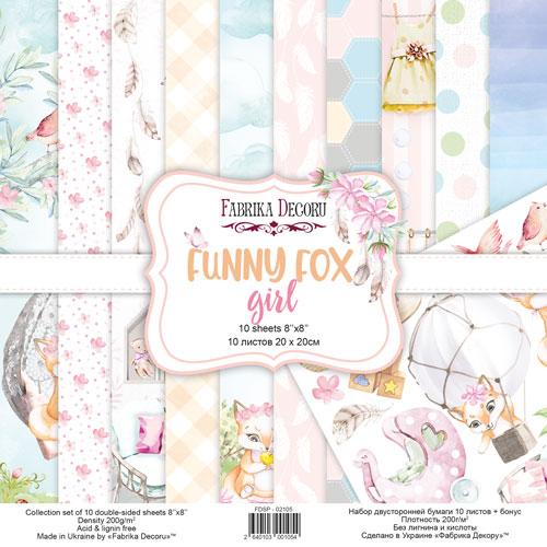 Набір двостороннього паперу 20х20см Fabrika Decoru "Funny fox girl" 11 листів FDSP-02105