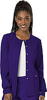 4X-Large Grape Snap Front Scrub Jackets for Women, Workwear Revolution Soft Stretch WW310