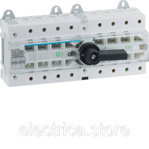 Перемикач модульний трьохпозиційний I-0-II, 4 полюси 100А HI405R, фото 1