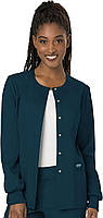 XX-Small Caribbean Blue Snap Front Scrub Jackets for Women, Workwear Revolution Soft Stretch WW310