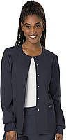 3X-Large Pewter Snap Front Scrub Jackets for Women, Workwear Revolution Soft Stretch WW310