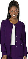 4X-Large Plus Eggplant Snap Front Scrub Jackets for Women, Workwear Revolution Soft Stretch WW310