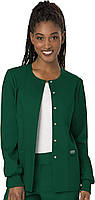 X-Small Hunter Green Snap Front Scrub Jackets for Women, Workwear Revolution Soft Stretch WW310