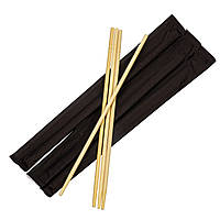Бамбукові палички для суші та азіатської кухні в чорній індивідуальній упаковці, круглі (50 шт уп)