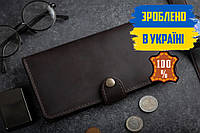 Клатч мужской из натуральной кожи портмоне на кнопке LONG WALLET MenStuff BRWN коричневый