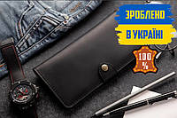 Портмоне клатч мужской натуральная кожа LONG WALLET MenStuff BLACK черный кошелек