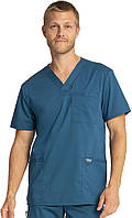 4X-Large Big Caribbean Blue Cherokee Men Scrubs Top Workwear Revolution V-образный вырез WW670