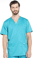 Small Teal Blue Cherokee Men Scrubs Top Workwear Revolution V-образный вырез WW670