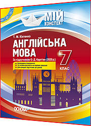 7 клас. Англійська мова. Мій конспект. Розробки уроків для вчителя до підручника Карпюк. Кіктенко. Основа
