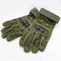 Штурмовые тактические перчатки Олива (M - XL) Полнопалые военные для самообороны для стрельбы защитные