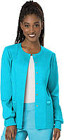 Large Turquoise Snap Front Scrub Jackets for Women, Workwear Revolution Soft Stretch WW310