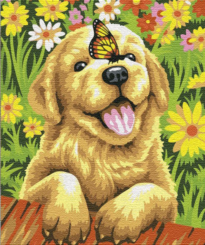 Акційна Картина по цифрам BrushMe Радісне цуценя (BS51702) 40 х 50 см, фото 1