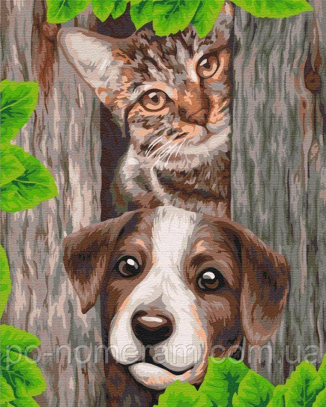 Акційна Картина за номерами BrushMe Допитливі друзі (BS52088) 40 х 50 см, фото 1