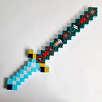 Детский пиксельный меч Игра в Кальмара со светом и звуком синий, 62 см