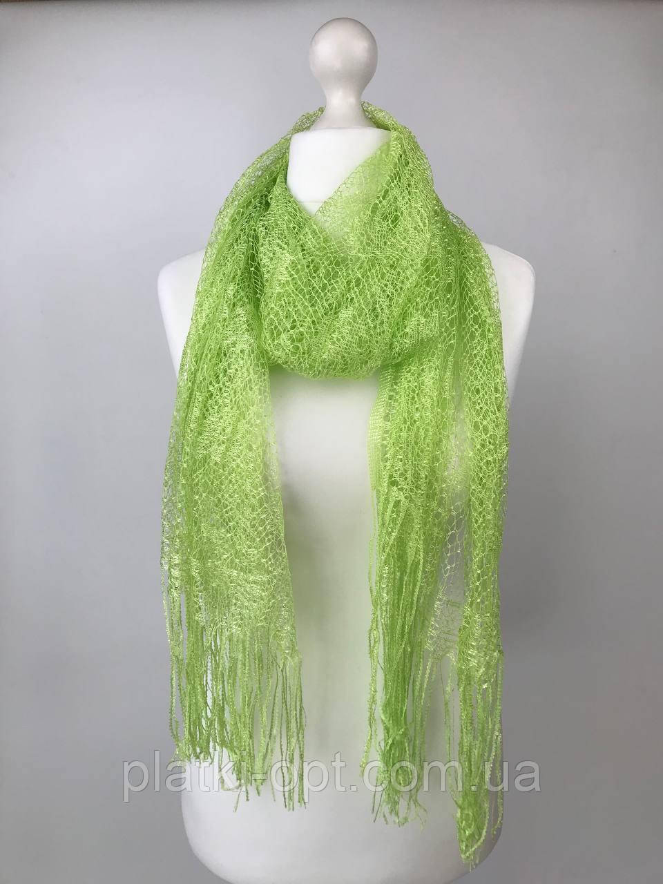 Ажурний Шарф Павутинка (салатовий)