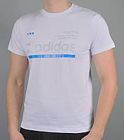 Мужская спортивная футболка Adidas (Adidas-А0130-6), стильная футболка Адидас белая с принтом. Мужская одежда