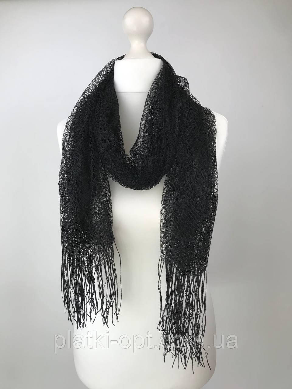 Ажурний Шарф Павутинка (чорний), фото 1