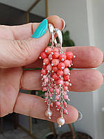 Сережки срібні "Рожевий корал"
