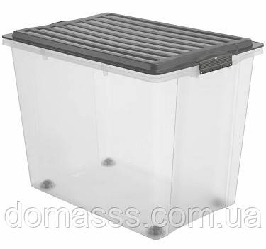 Ящик для хранения с крышкой Rotho Compact A3 70L сірий, фото 1