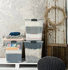 Ящик для хранения с крышкой Rotho Compact A3 70L сірий, фото 5