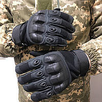 Армейские перчатки штурмовые демисезонные черные (M - XXXL) Тактические цельные защитные для самообороны