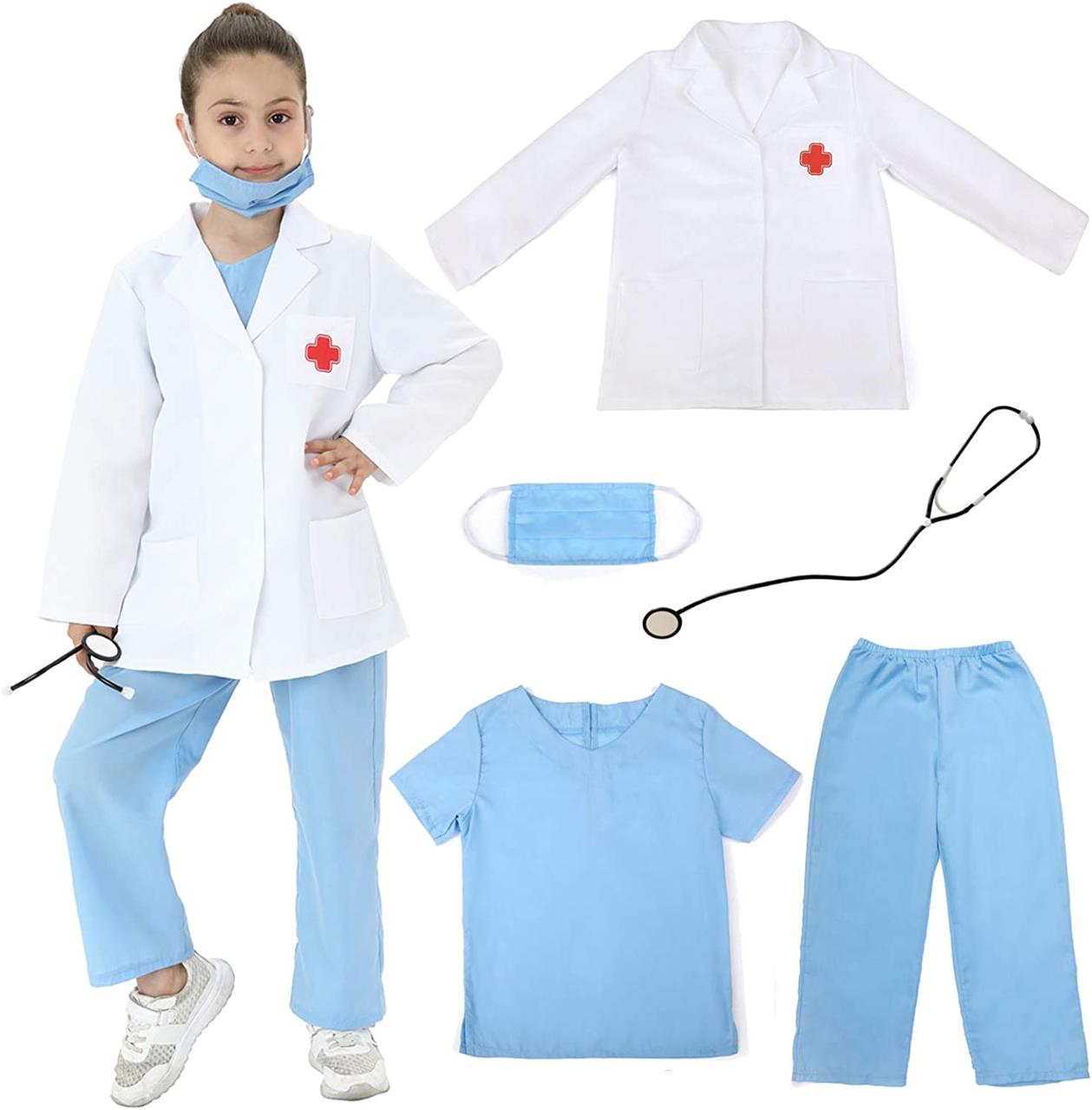 M(6-8years) Blue With White Coat Lingway Toys Kids Удавані рольові костюми