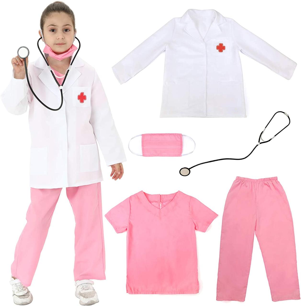 M(6-8years) Pink With White Coat Lingway Toys Kids Удавані рольові костюми
