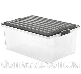 Ящик для зберігання з кришкою Rotho Compact A3 38L сірий, фото 1