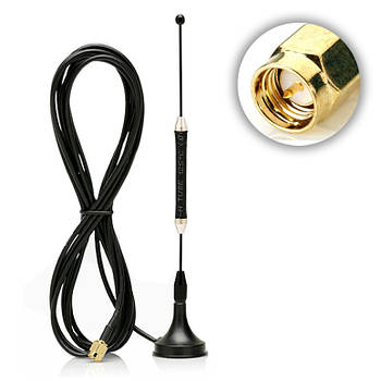 Антенна виносна зовнішня GSM GPS 4G LTE 10 dBi SMA Male тато, універсальна 3 метри для модемів роутерів
