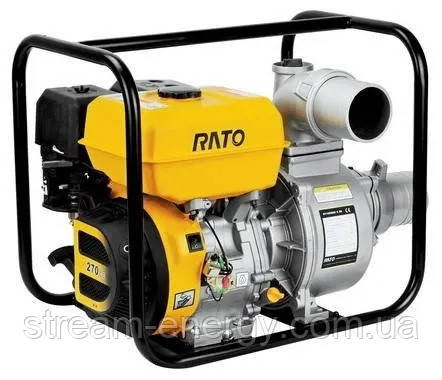 Мотопомпа бензинова Rato RT50WB26, для слабо брудної води, відкачування затоплень, осушення льоху, підвалу, подвір'я, льоху