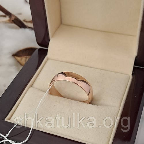 Срібна обручка гладка класична з позолотою, європейка