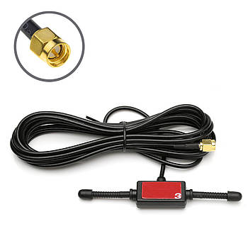 Антена автомобільна GSM 3G/4G/LTE WiFi 5dBi SMA Male (тато), виносна 3 метри, під скло універсальна